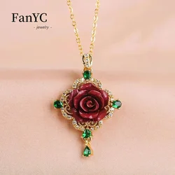 Natural 925 Silver Inlaid Purple Gold Sand Rose Pendant Cinnabar Buddha Male Gourd Women's Necklace Luxury Fashion Jewelry
