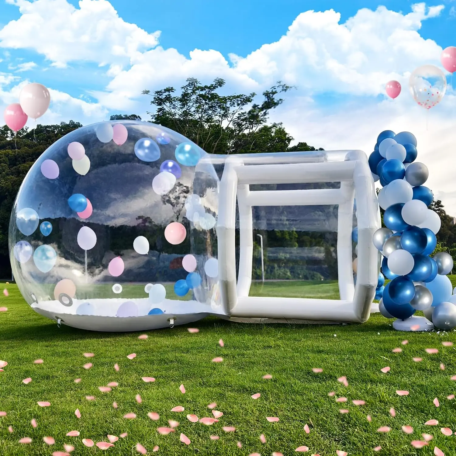 

16.5FT Clear PVC Inflatable Bubble Dome House with Tunnel & Air Blower for Kids Adults Party, Customized