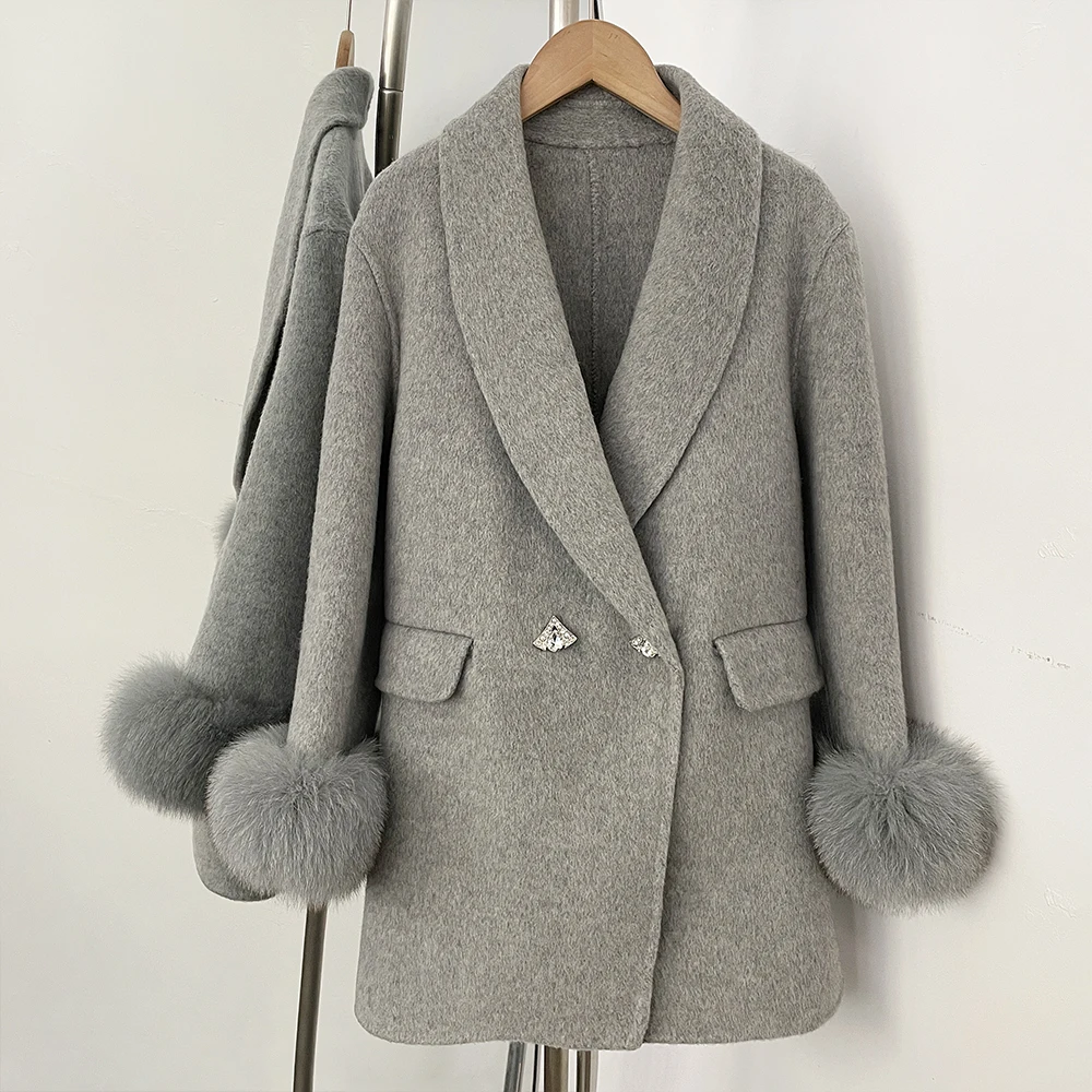 

Women's Woolen Coat Winter Coat Female Real Fur Coat Women's Clothing Autumn Clothes Wool and Trench Coats Wool & Blends Coats