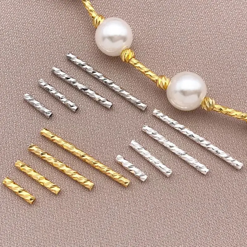 50pcs  Copper Plated True Golden Thick Silvery Platinum Batch Flower Connection Tube, DIY Bracelet Jewelry Making Accessories