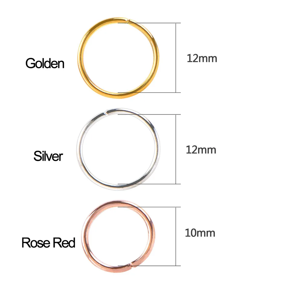 100 piezas de 12 mm en dorado, plateado y rojo rosa, anillos para cabello y clips para mujer y niña, accesorios DIY para rastas 3