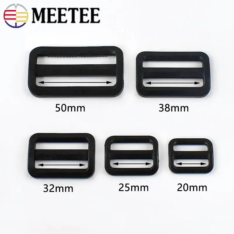 10-100Pcs 20-50mm Black Plastic Slider Tri Glide Adjust Buckles for Backpack Straps Webbing Belt Buckle DIY Luggage Accessories