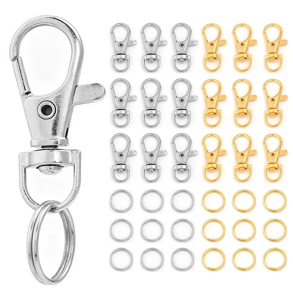 10pcs Alloy Swivel Lobster Clasp Hooks Keychain Split Key Ring Connector For Bag Belt Dog Chains DIY Jewelry Making Accessories