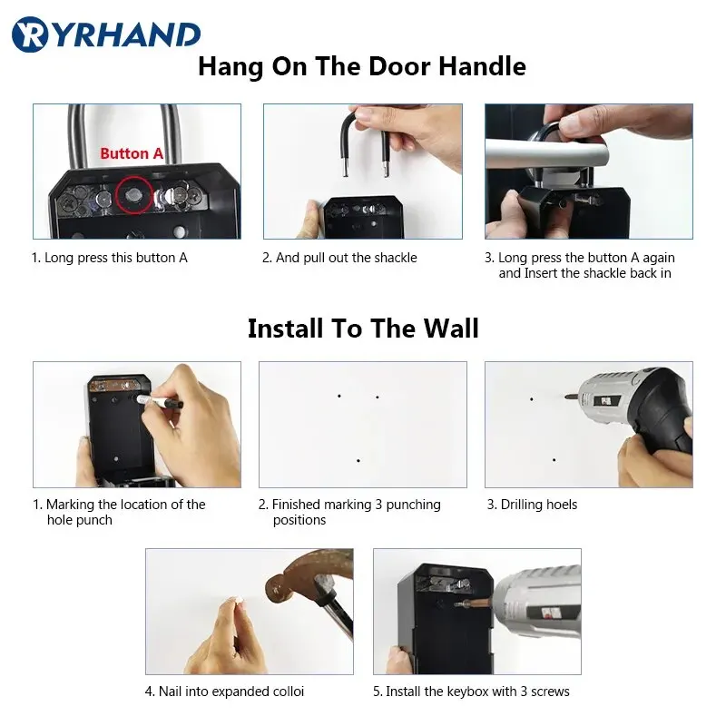 YRHAND TTlock Wifi Security Boxes Password Smart Fingerprint Digital Cerradura Inteligente Tuya Electronic Portable Lock Boxes