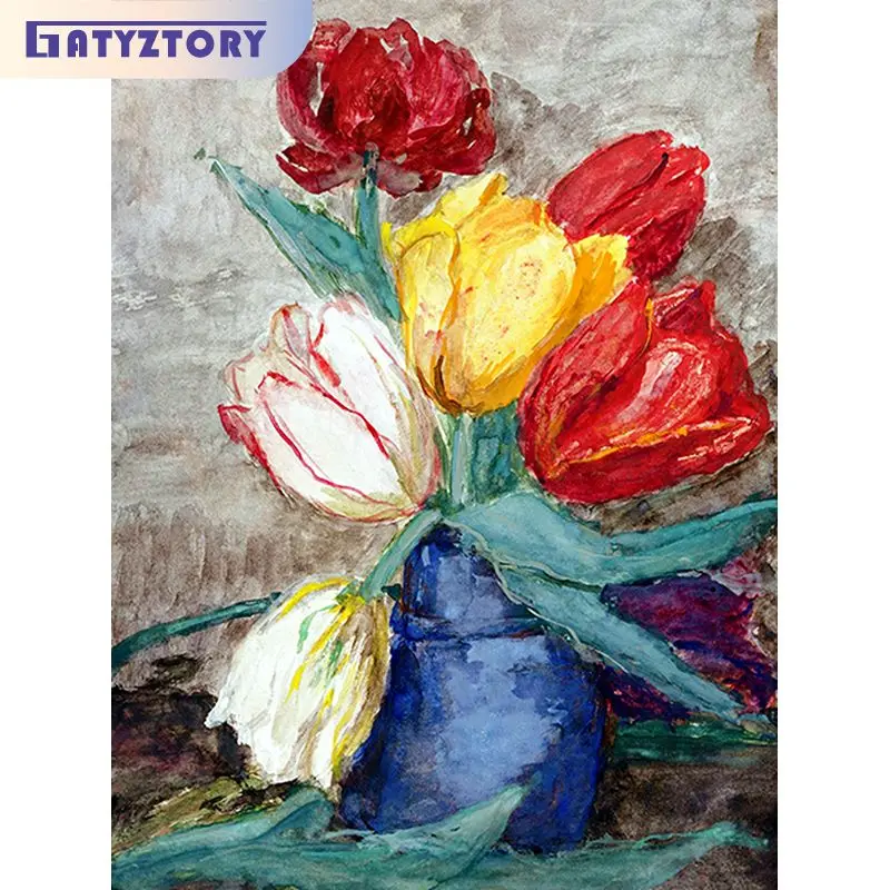 

GATYZTORY Diamond Painting With Frame Colorful Flowers Jewelry Diamond Mosaic For Adults Kids Gift Wall Art Handiwork