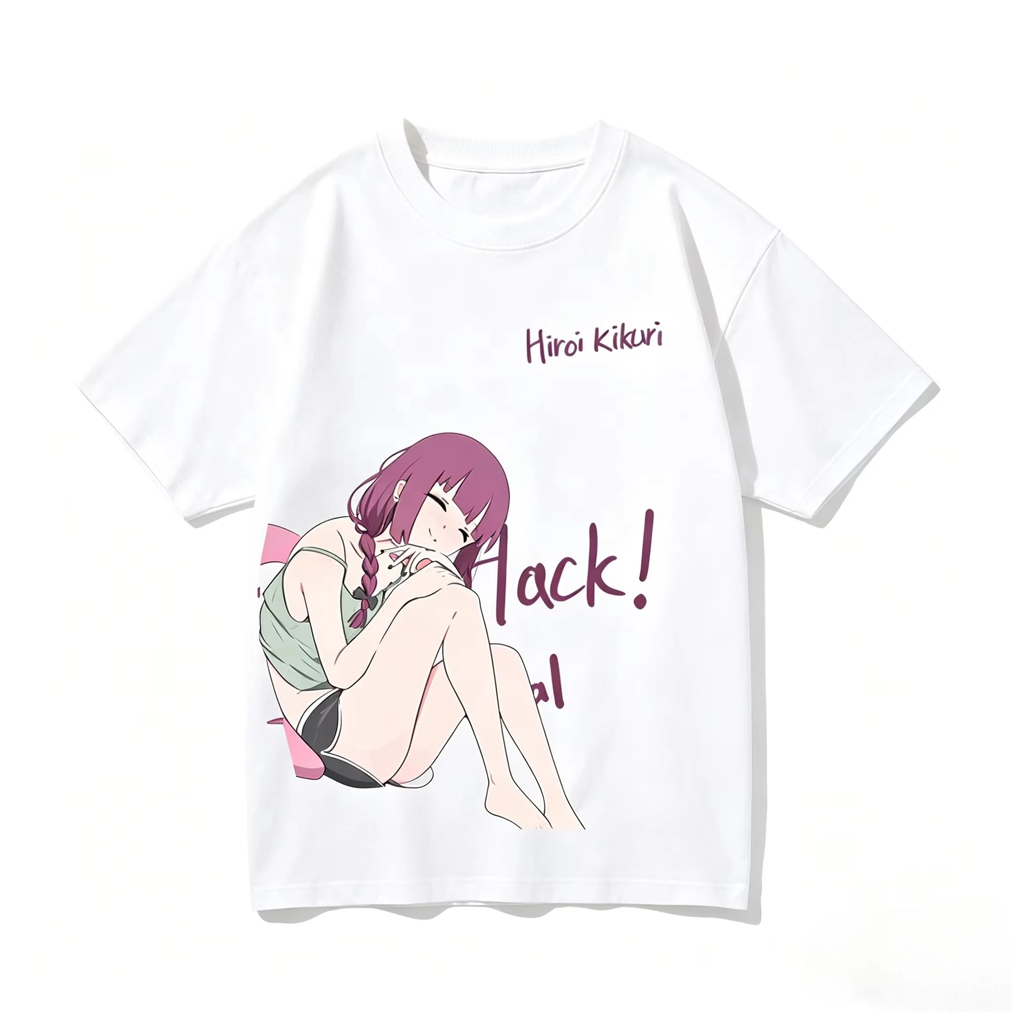 Bocchi The Rock! Shirt Vintage Washed Unisex Oversized Anime Streetwear Soft Cotton Short Sleeve Tee Gift Clothing Tops Hot Sale