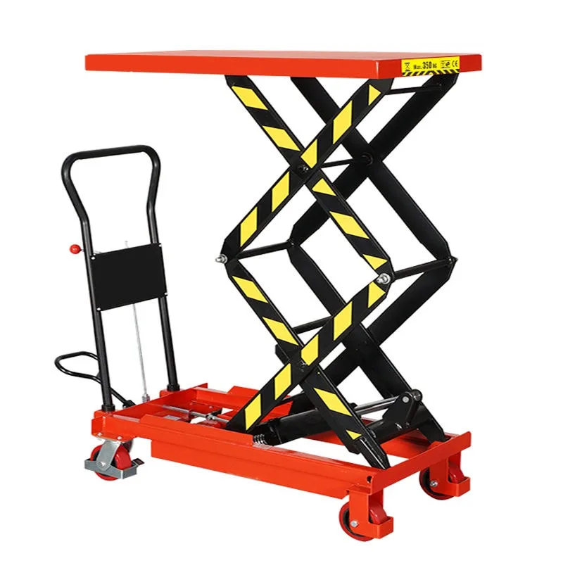 150 كجم 500 كجم 800 منصة رفع هيدروليكية متنقلة شاحنة مستودع التعامل مع تحميل دليل كهربائي صغير مصعد العمل عربة مسطحة