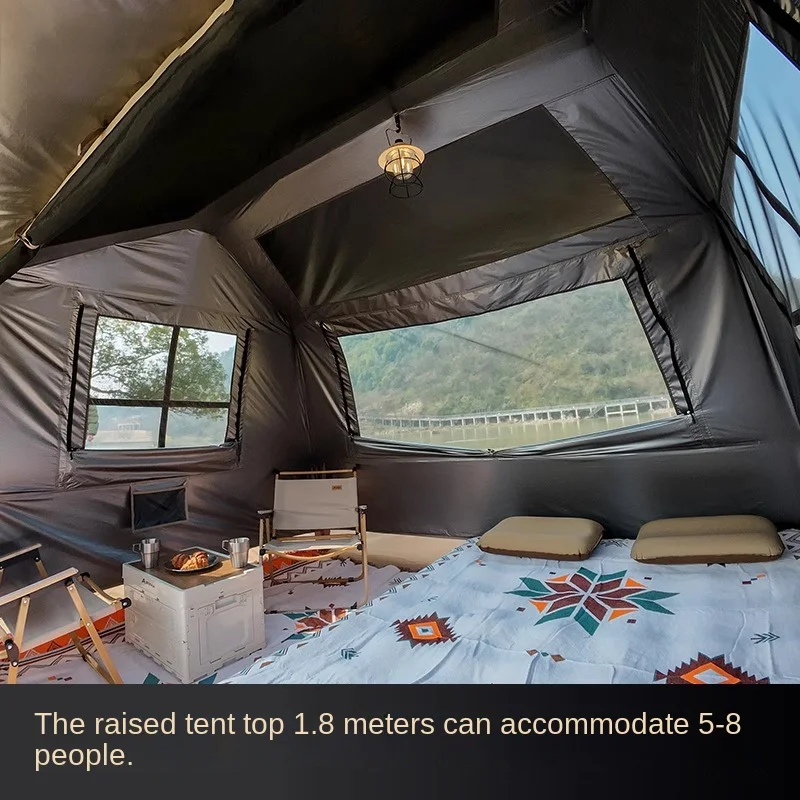 Cain Tent Quick Automatic Opening Tent Canopy 2-in-1 Outdoor Camping Tents 5-8 P Titanium Glue Sun Protection Camping Equipment