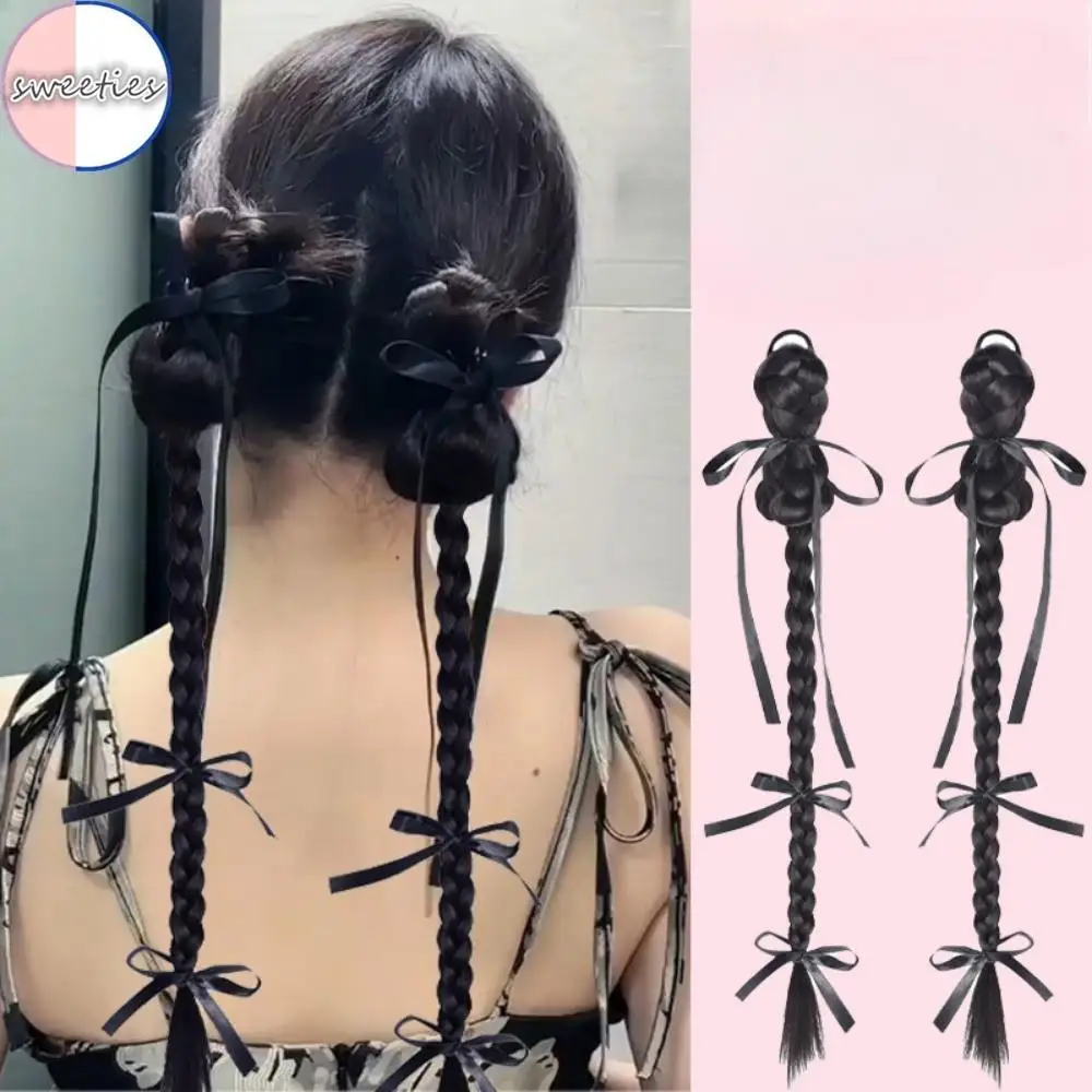 2PC Ballett Stil Simulation Band Bowknot Twists Braid Pferdeschwanz Perücke Spirale Haar Schachtelhalm Perücken Haarverlängerung