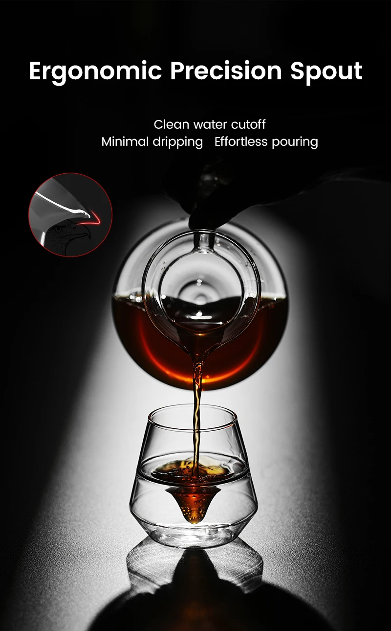 MHW-3BOMBER Hill Coffee Server Guide Extraction Pour Over Coffee Server Ergonomic Handle High-Borosilicate Glass For Barista