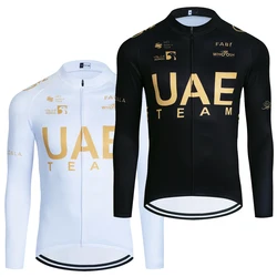 2024 Gold UAE  Winter Cycling Jackets Men Women Fashion Ropa Ciclismo Thermal Fleece Bike Maillot Jersey