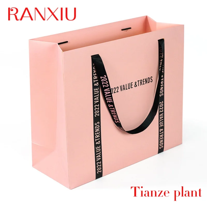 Custom Customized Printed Paper Bags Pink Black Luxury Gift Packaging Bags Clothes Shopping Bag With Your Own Logo