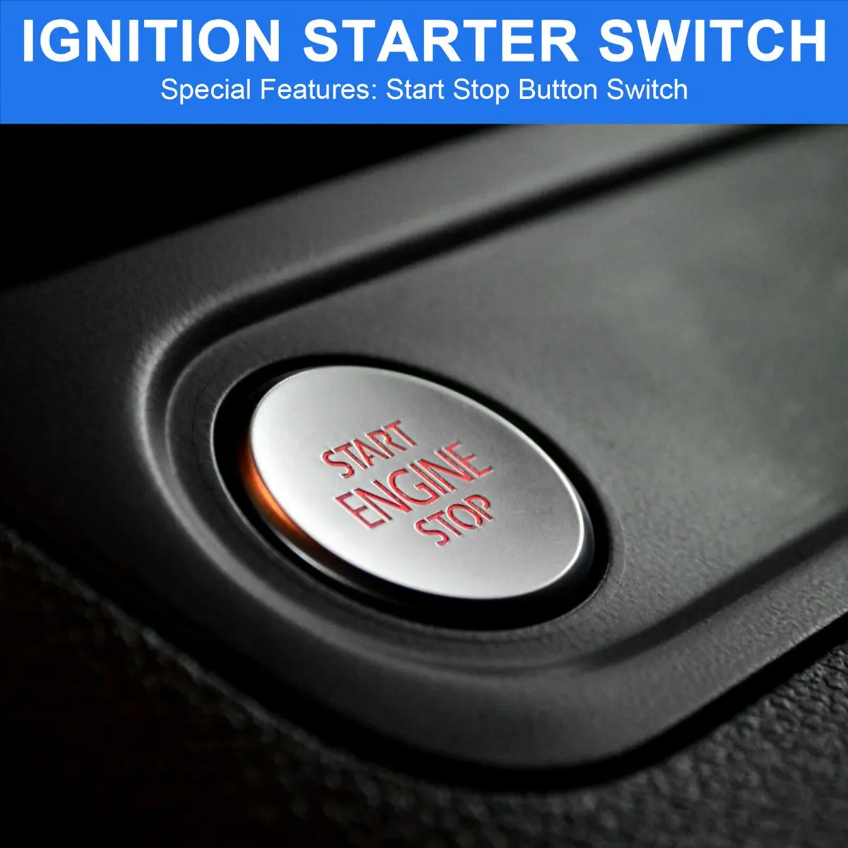 #29L Ignition Starter Switch,Car Engine Start Stop Button Switch for Tiguan 2008-2016 Sharan (black & silver)