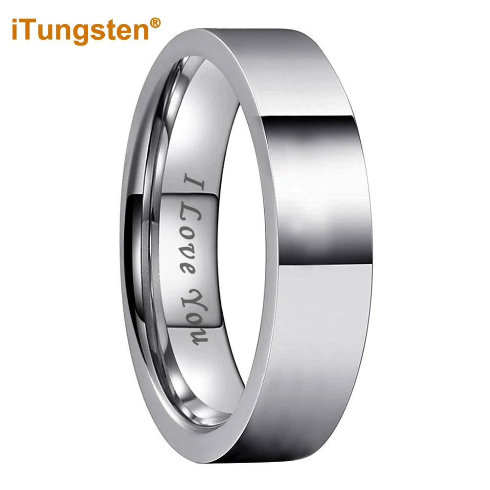 iTungsten 6/8/10/12mm Fashion Wholesale Tungsten Wedding Ring Men Women Trendy Engagement Band I Love You Engraved Comfort Fit