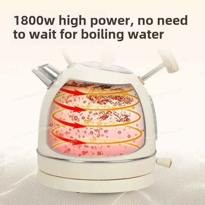 乳白色のレトロ国内火傷防止電気ケトル 304 ステンレス鋼自動電源オフ大容量ケトル 220V 1500 ワット