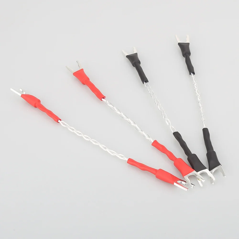 Hi-end áudio banhado a prata jumper cabo de alto-falante hifi jumper de áudio com terminal de pá y banhado a prata 8ag