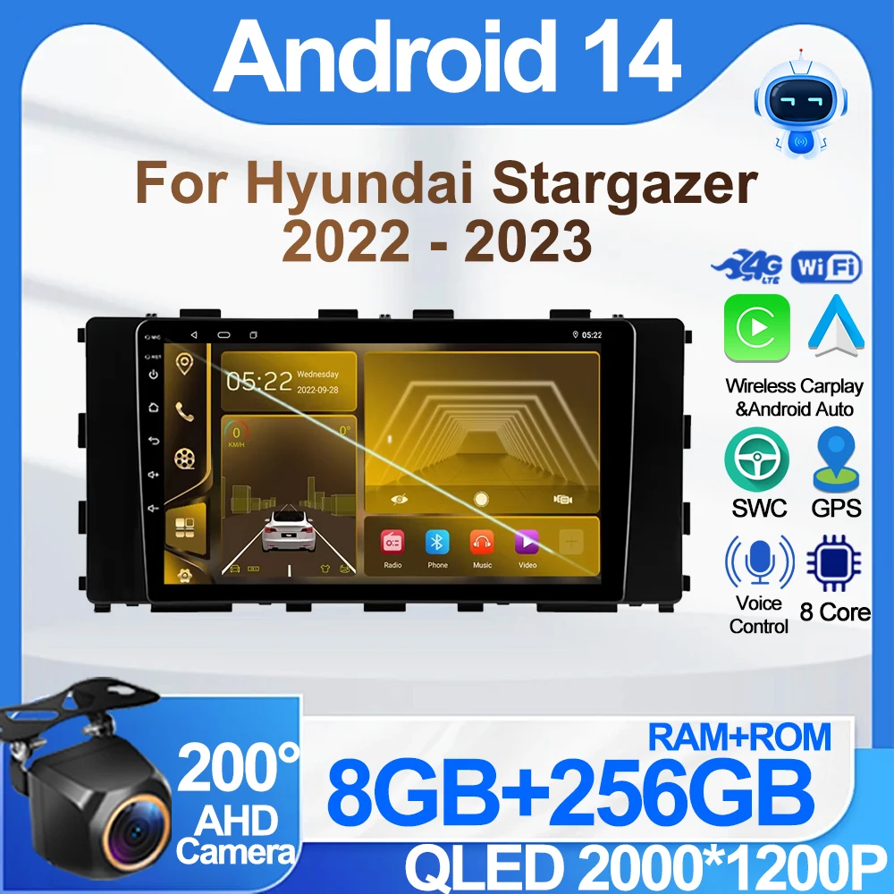 

car Radio For Hyundai Stargazer 2022 - 2023 No 2din DVD High-performance CPU Dash Cam Mirror Link 8 Core Carplay Wifi DSP RDS 5G