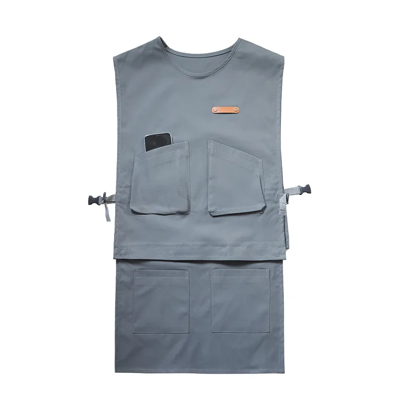 New Removable Work Coveralls Men Women Catering Barista Lengthened Apron Free Printing Logo