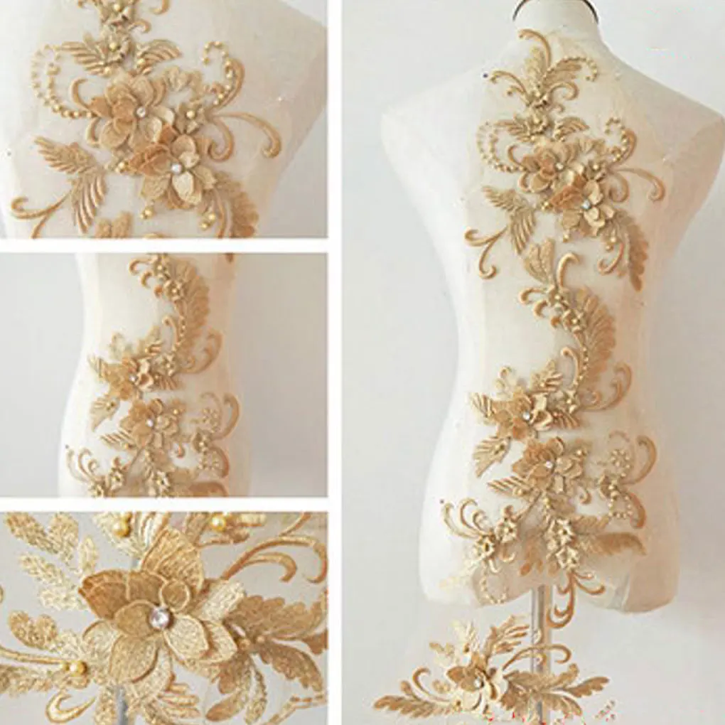 Apliques de encaje parche decoración para ropa de rendimiento decoración para disfraces vestido apliques gris