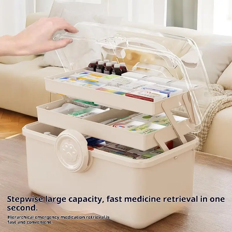 1PC Large Capacity Home Medicine Box Medicine Storage Box Multi Layer Classification Medicine Box Portable First Aid  Kit