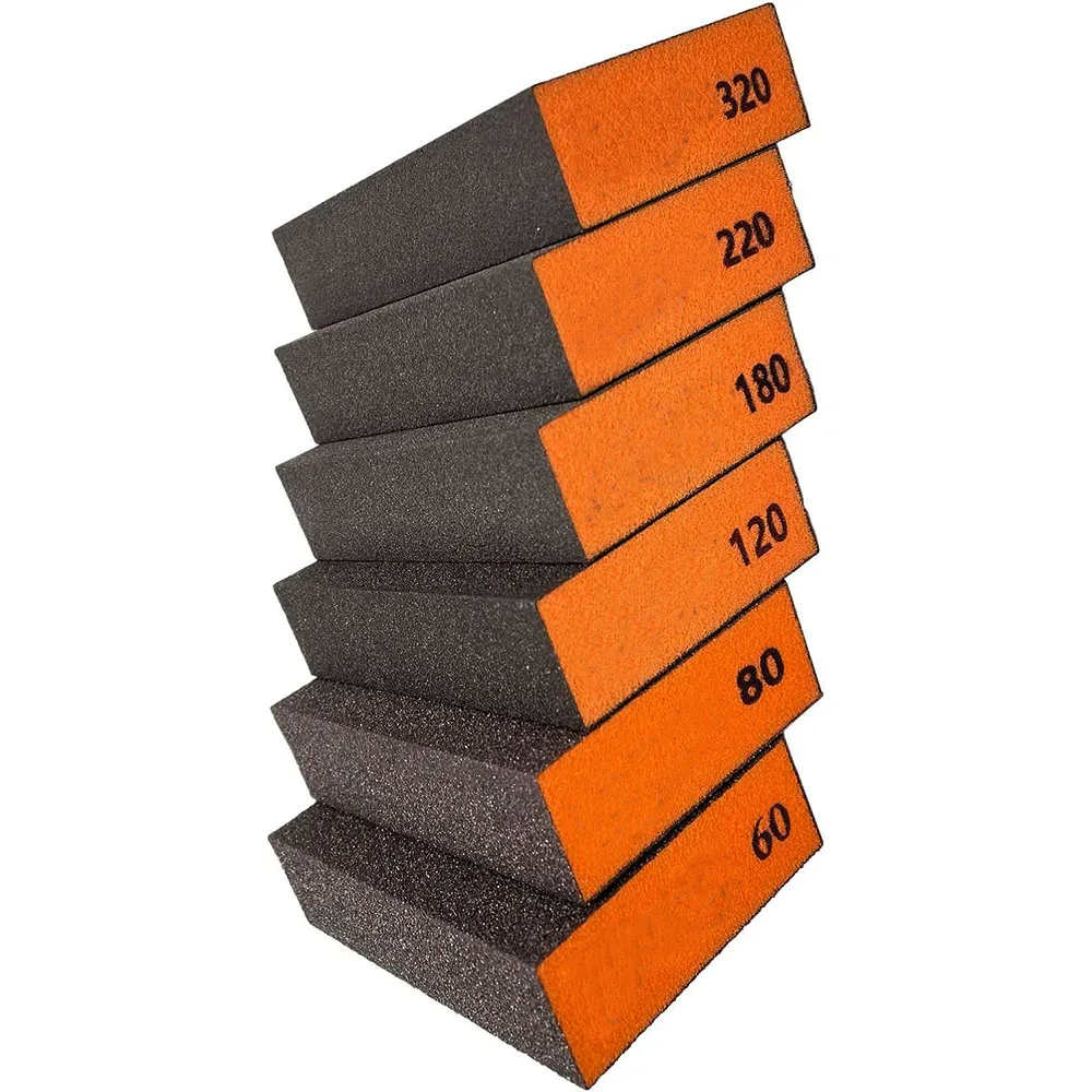 

New 6pcs/set(60-320)Coarse Medium Fine Grit Sanding Block Sander Sponges for Wood Drywall Metal Sandpaper Sponge
