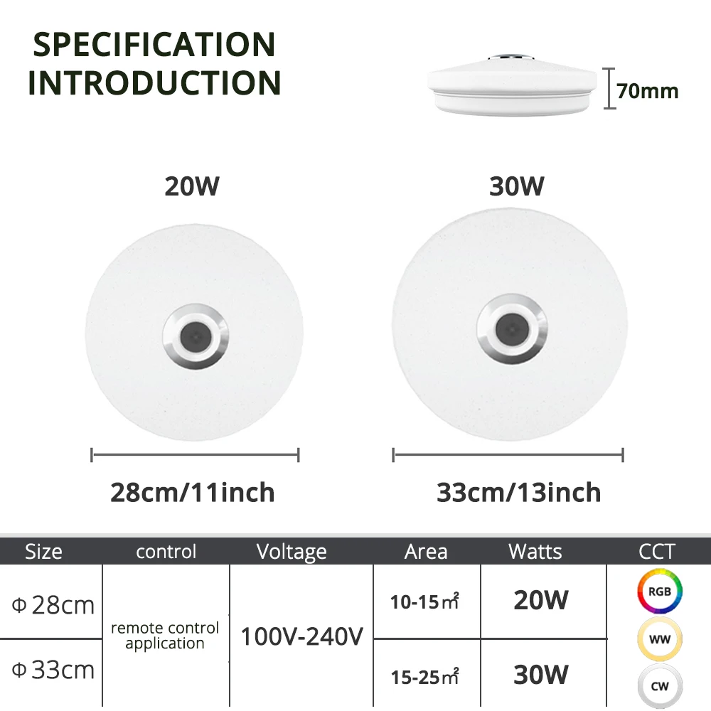 AC100-240V LED Ceiling Light RGB Modern Home Lighting Bluetooth Remote APP Control Music Light Bedroom Smart Ceiling Light