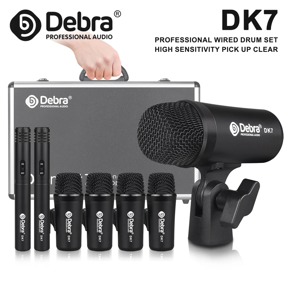 

DK7 7-Piece Professional Gig Drum Microphone Kit (All Metal), Bass Percussion, Snare Drum Microphone Kit for Full Drum Recording