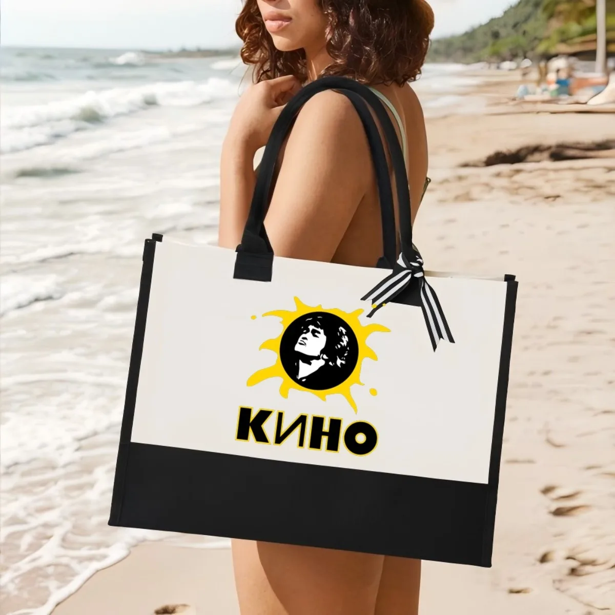 

KNHO 2026 Новое поступление, модная практичная просторная многоразовая большая сумка с узором и принтом, 2-цветная сверхпрочная большая сумка на плечо для всех Da