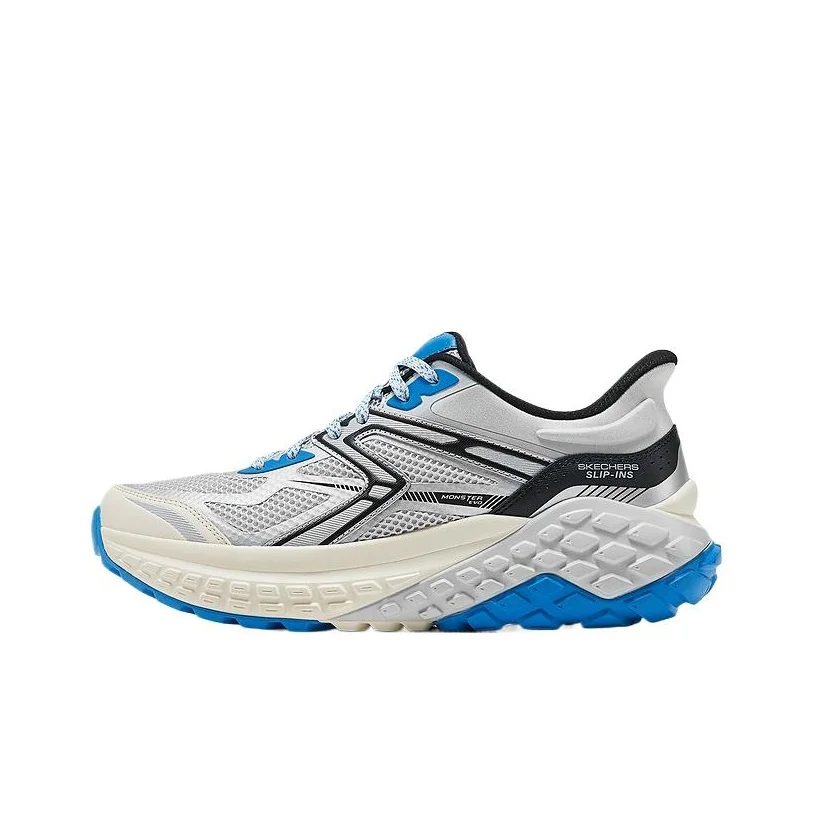 Skechers SPORT MENS Mesh Low top Chunky Sneakers Men's Silver Blue 232748-SLBL