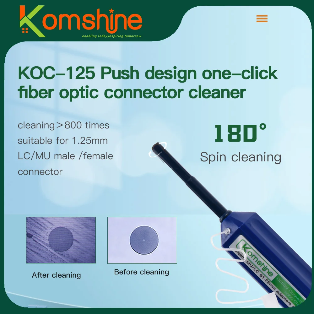 

KOMSHINE Fiber Optic Cleaning Tool KOC-125 One Click Cleaner, Pen Type Cleaner for LC,MU 1.25mm ，Cleaning ＞800 times Ferrule