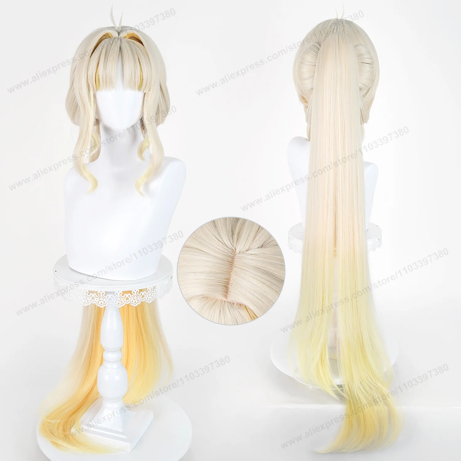 WUWA Suisui‌ Cosplay Wig 100cm Long Women Hair Anime Cosplay Wig Halloween Heat Resistant Synthetic Wigs