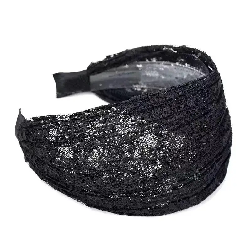 Blumen-Spitzen-Haarspange, breiter Haarreif, Haarband für Damen, Spitzen-Kopfschmuck, breites Haarband für Mädchen. – Detail 10