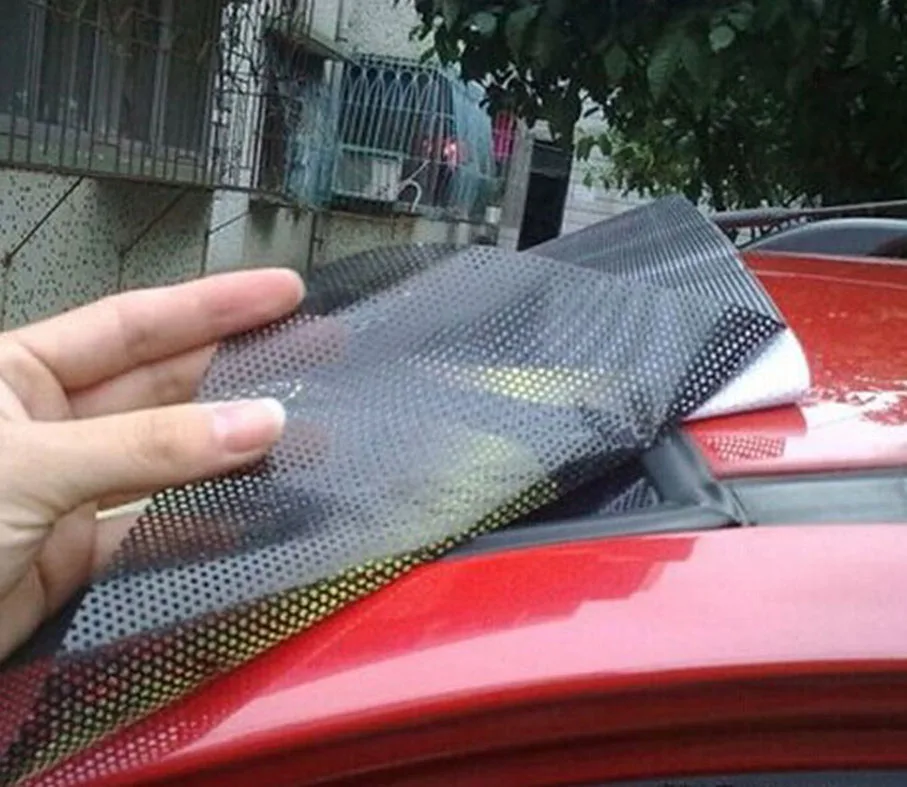 53cmx300cm Fly Eye Perforated Tint Mesh Film Black One Way Vision Car Scooter Motorcycle Headlight Rear Light Decal Sticker