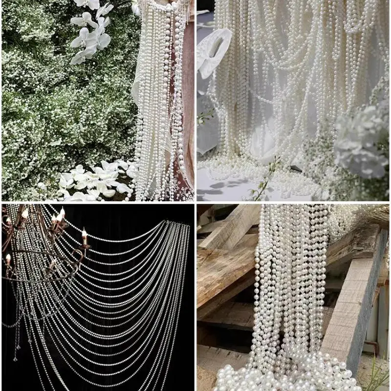 

Wedding Pearl String Pearl Chain DIY Stage Backdrops Hall Decoration Pearl Curtain Waterfall Ceiling Scene Layout Material 5Roll