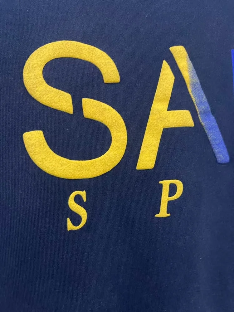 Saint Simple 컬러풀 레터 프린트 남성용 후드티 루즈핏 라운드넥 캐주얼 스웨트셔츠