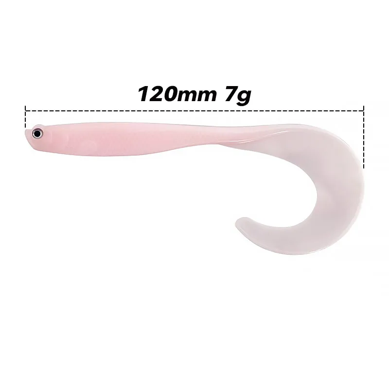 Bazooka Fishing Soft Lure Artificial Silicone Noctilucent Curly T Tail 120mm  Isca Bionic Swinging Trout Sea Tackle Bass Winter