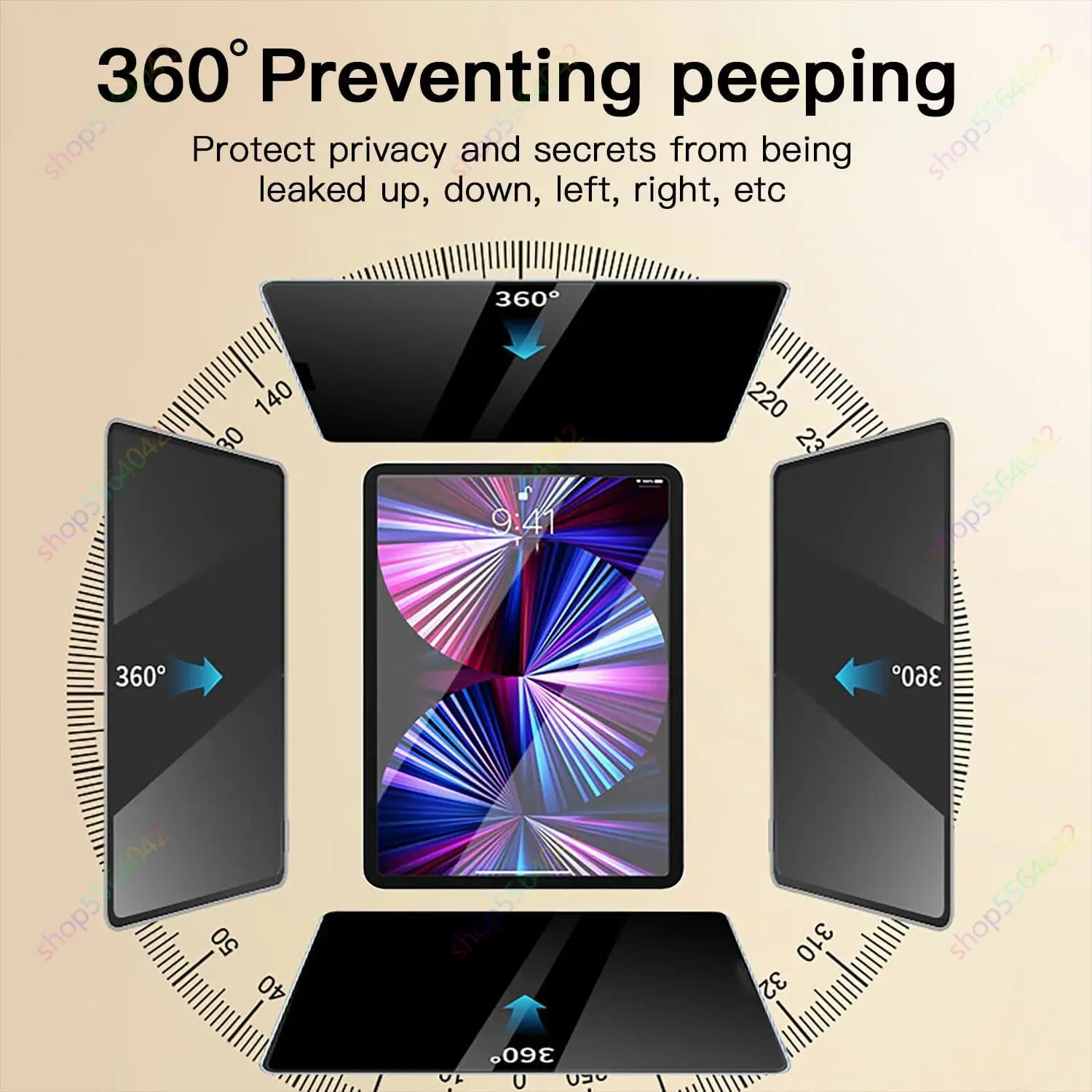 360° Privacy Screen Protector for iPad Air 13 inch M2 2024 A2898/A2899/A2900 Soft PET Paper-feel Screen Film Anti Spy 4 Sides