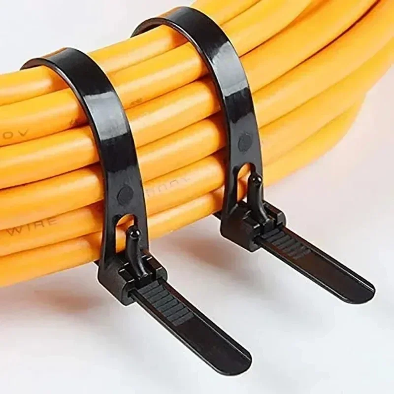 100-500pc Reusable Nylon Cable Ties Removable Cable Lock Loop Nylon Ties Wire Management Binding Straps Home Office Organization