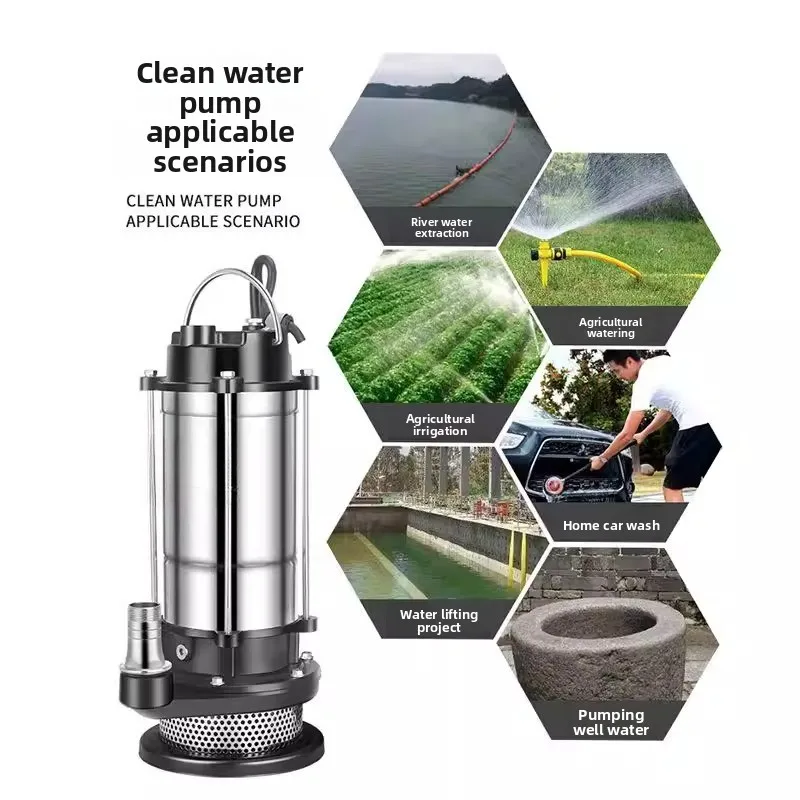 220V 1 Inch Submersible Pump Small Water Pump High Head Household Well Water Agricultural Clean & Sewage Pump
