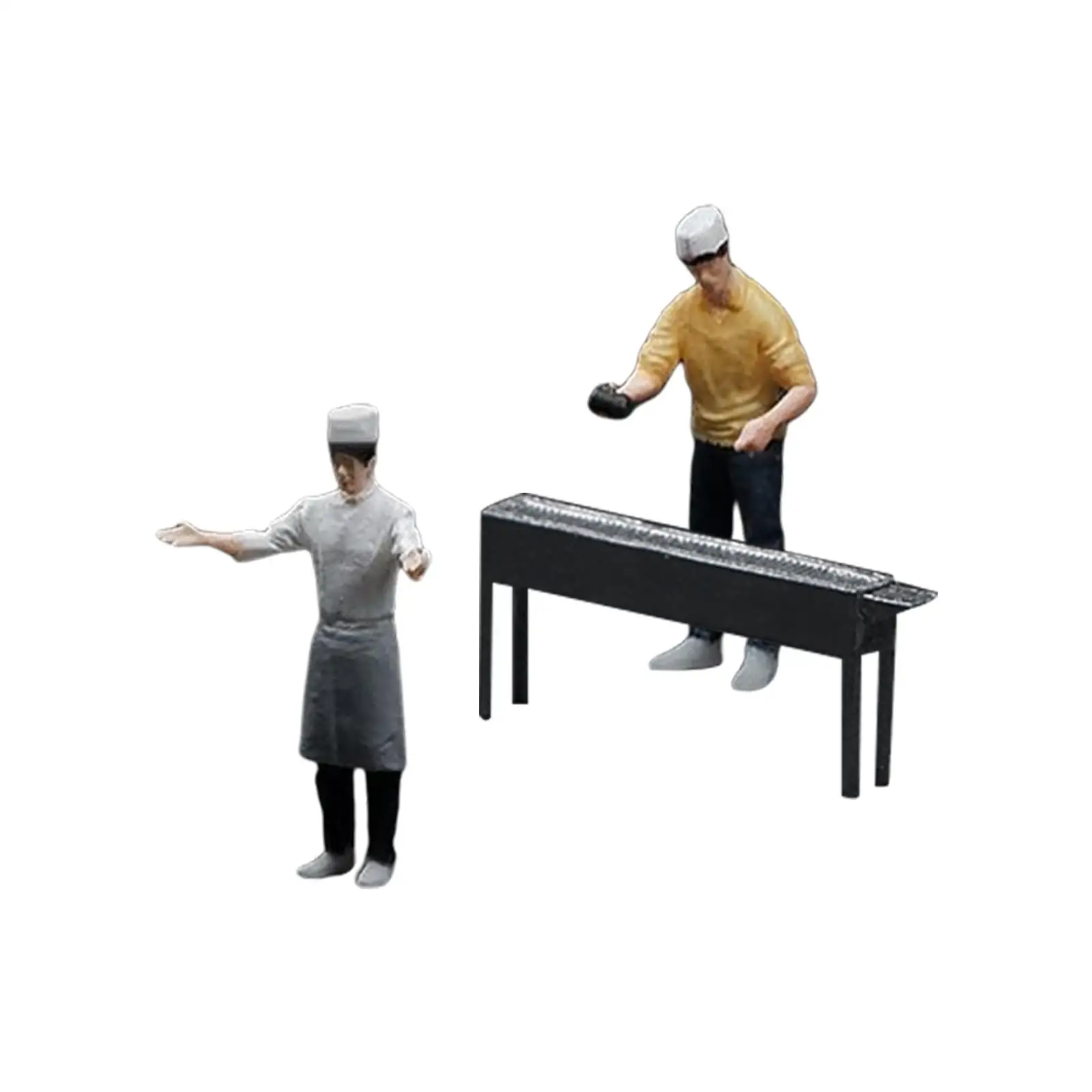 Figurines de chef de barbecue, personnes miniatures, jauge S, décoration de jardin nickel é, modèle 1/64