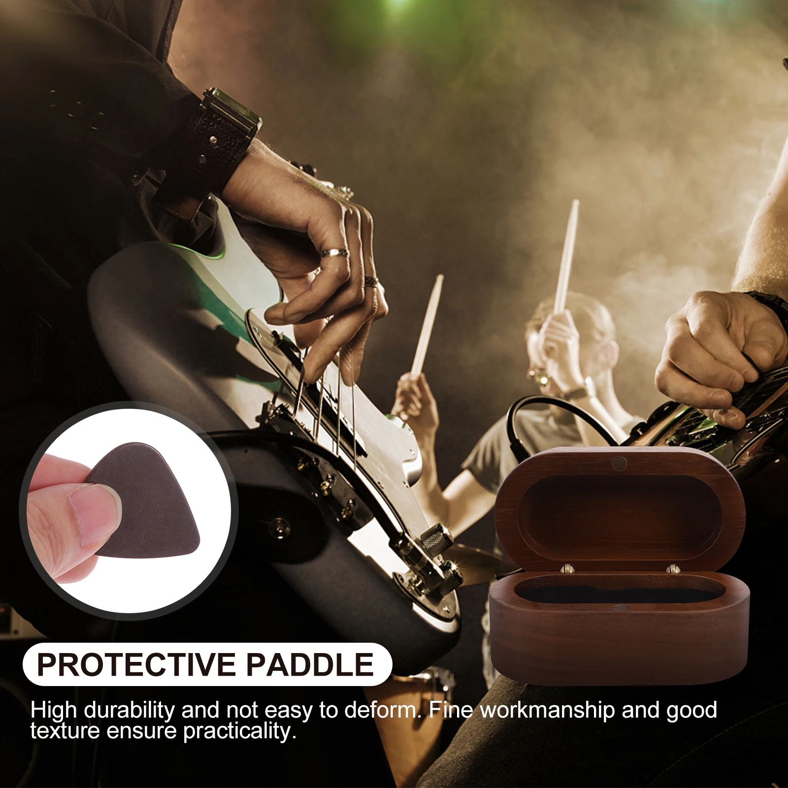 

1 pc Guitar Picks Case Durable Wooden Mini Box Portable Picks Organizer Box Plectrum Organizer Large Space Travel Accessories