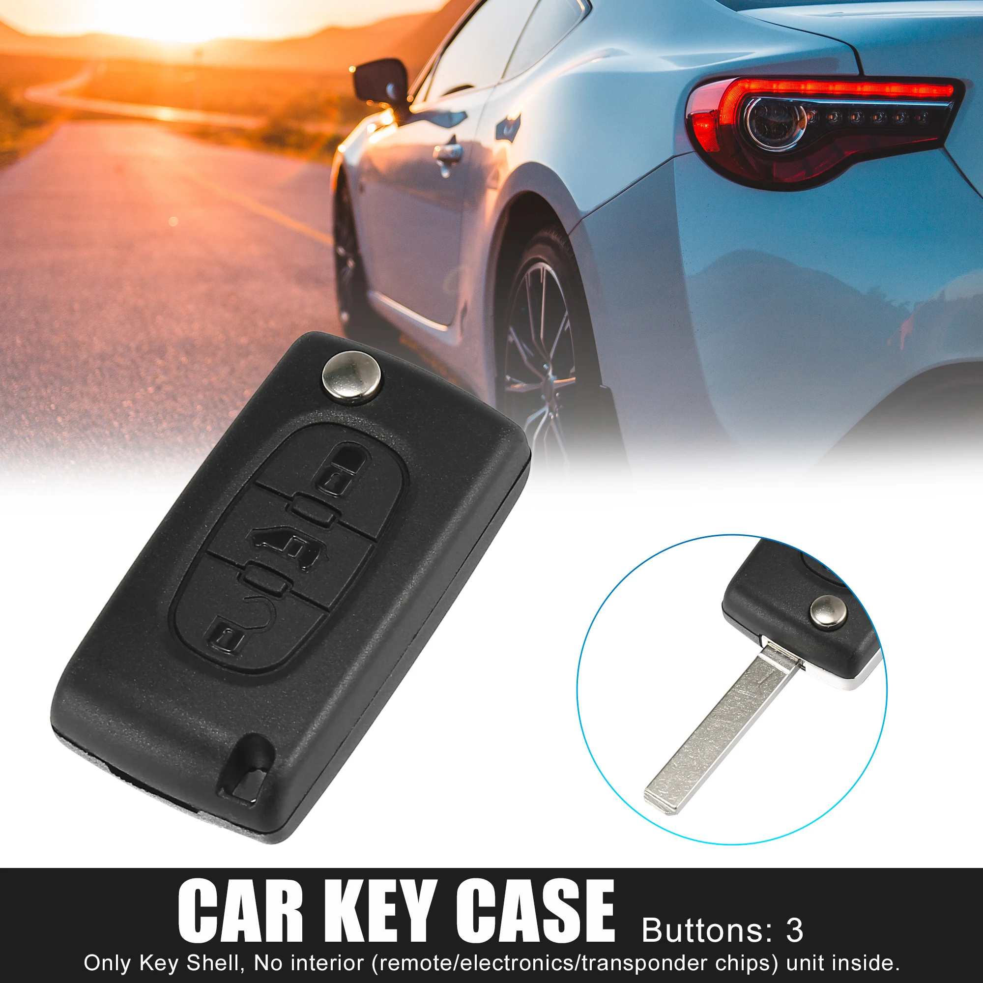 X Autohaux 3 Buttons Remote Control Car Fob Key Case Shell Replacement for Peugeot Partner for Citroen Berlingo Dispatch