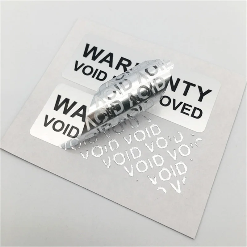 1000PCS silver anti-dismantling label Tear invalid sticker Product packaging one-time VOID seal sticker anti-counterfeiting labe