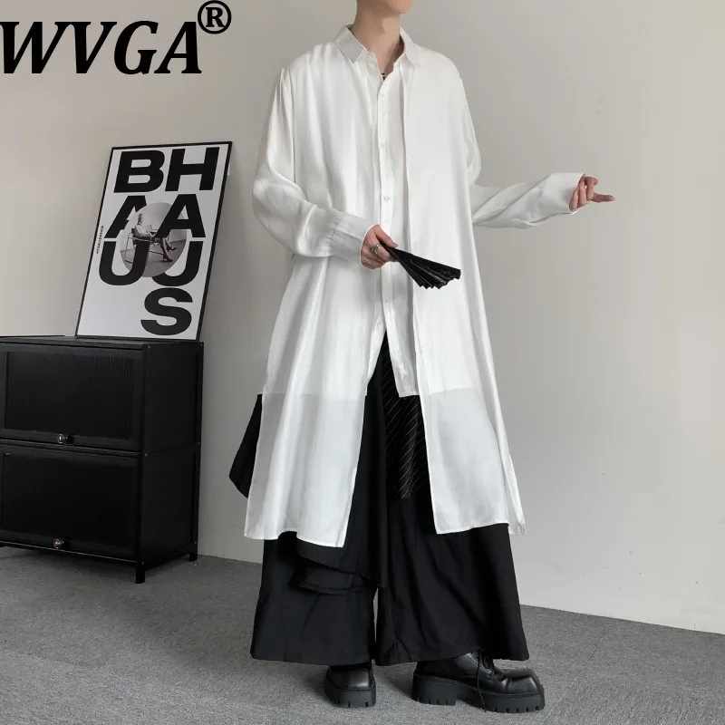 

WVGA New Men Tide Stylish Elegant Spring Autumn Long Sleeve Shirt Niche Chic Casual Turn-Down Collar Trendy Top Coats Ins W21516