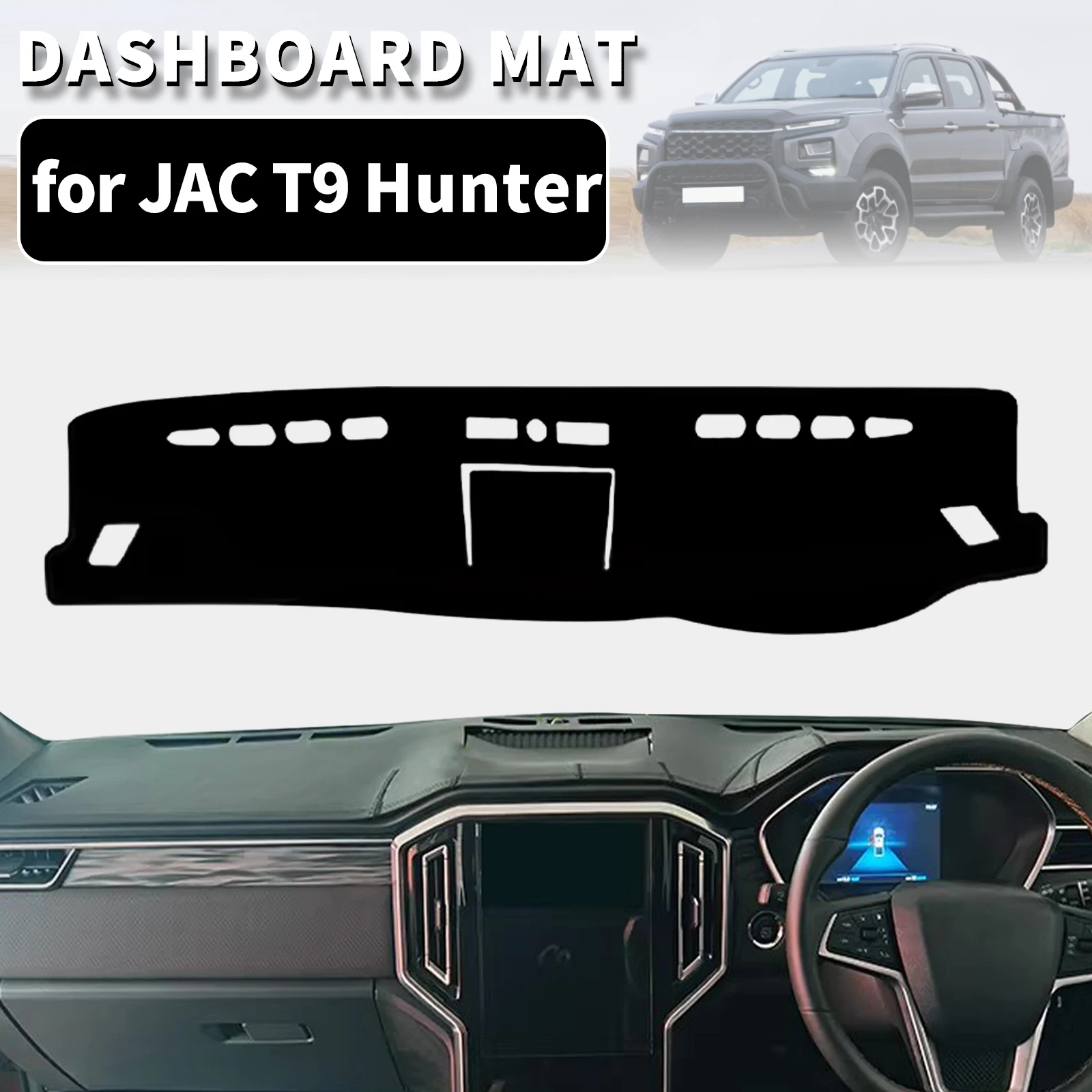

for JAC T9 Hunter 2021-2024 2025 Dashmat Dashboard Cover Dash Mat Anti-UV Sun Shade Carpet Pad Car Styling Accessories Protector
