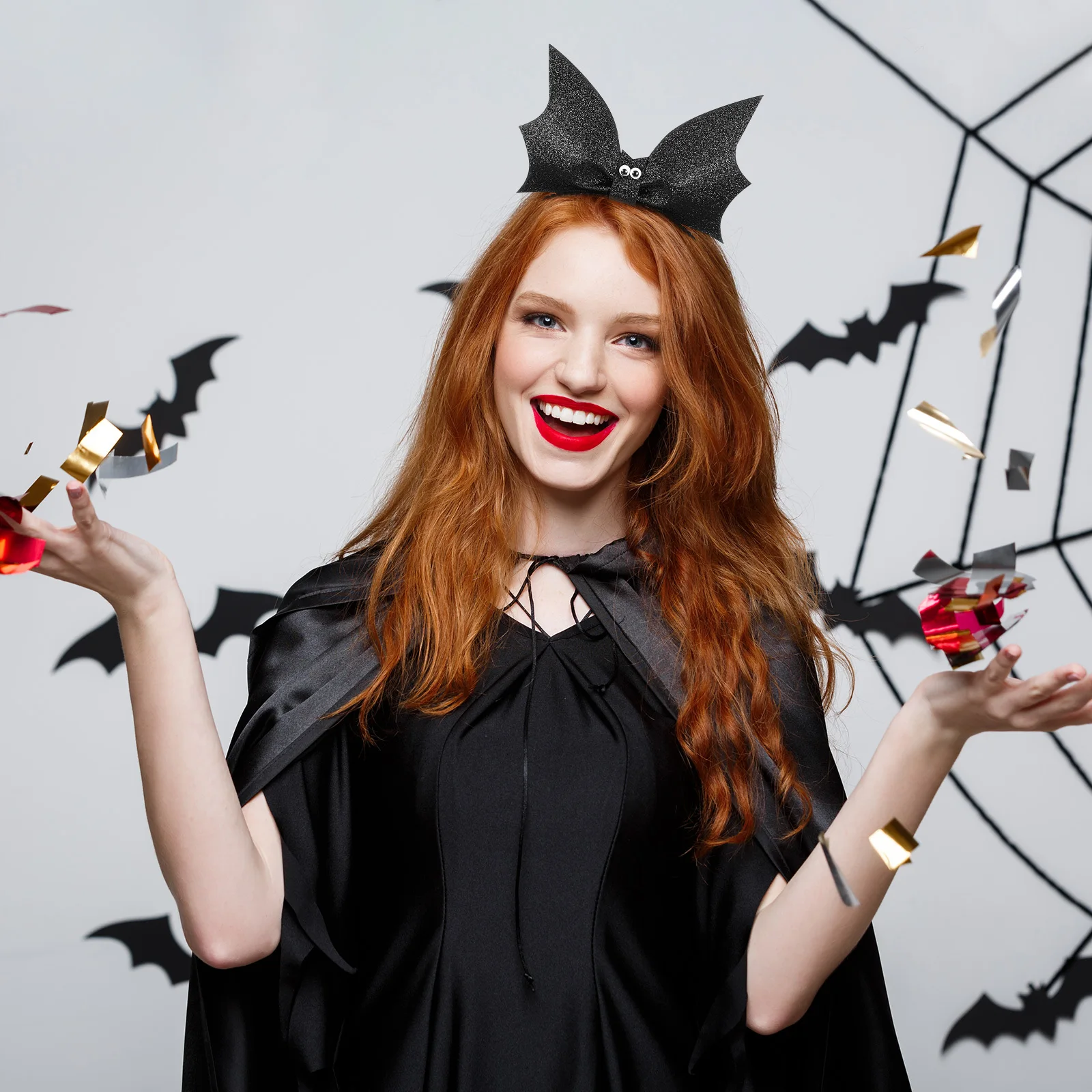 

Sequin Bat Headband Black For Kids Girls Costume Party Carnival Christmas Easter New Year Eve Lightweight Creative Hair Band