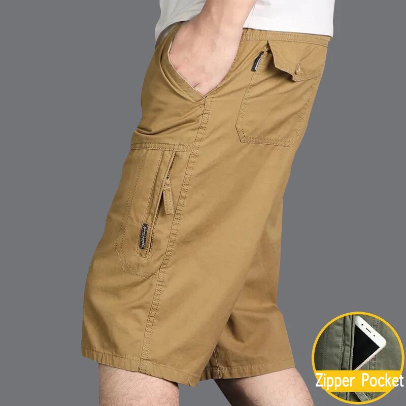 

Cotton Knee Shorts Men Cargo Shorts Zipper Pocket 5XL 6XL Relaxed Large Size Camouflage Big and Tall Tactical Sweat shorts Pants