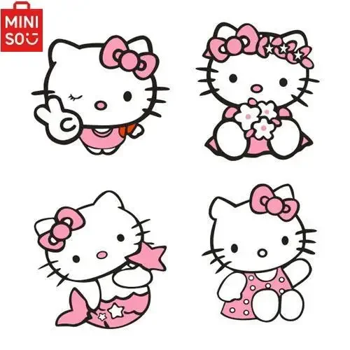 HelloKitty Car Cartoon Sticker Scratch Cover Sticker Car Body Window Kawaii Pink Decoration Wear Skirt Holding Flowers Cat