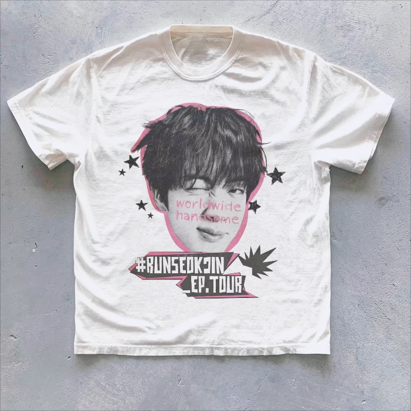 

Jin Runseokjin EP Tour 2025 T-shirt Fashion Short Sleeve Cotton Men Women Tshirts Korean Singer New Album Echo Graphic T Shirt