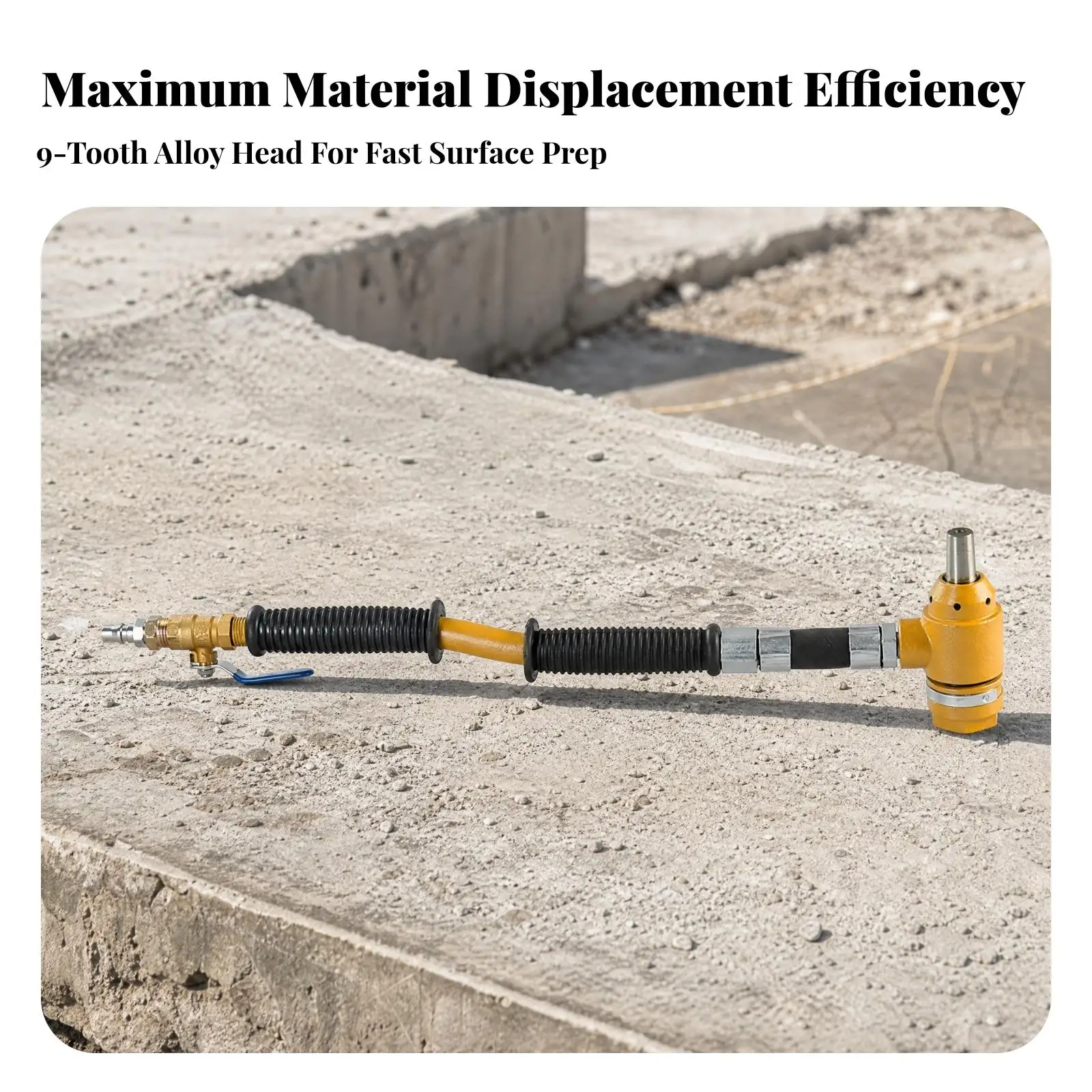Handheld Air Chipper with Shock-Absorbing Tube High Impact Rate Pneumatic Chipping Anti-Vibration Pneumatic Scaler with Ribbed